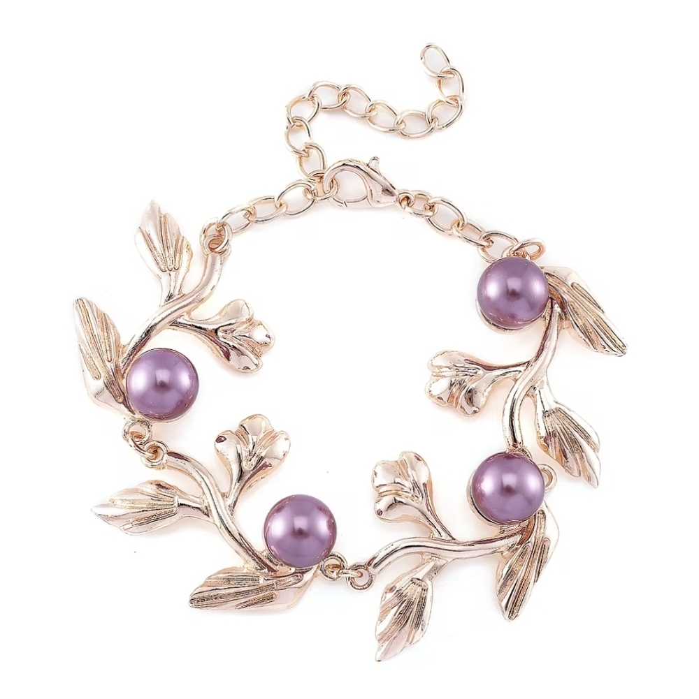 🐚Elegant Rose Gold and Purple Pearl Bracelet